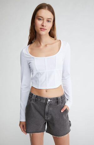 Black Cutoff Carpenter Shorts image number 1