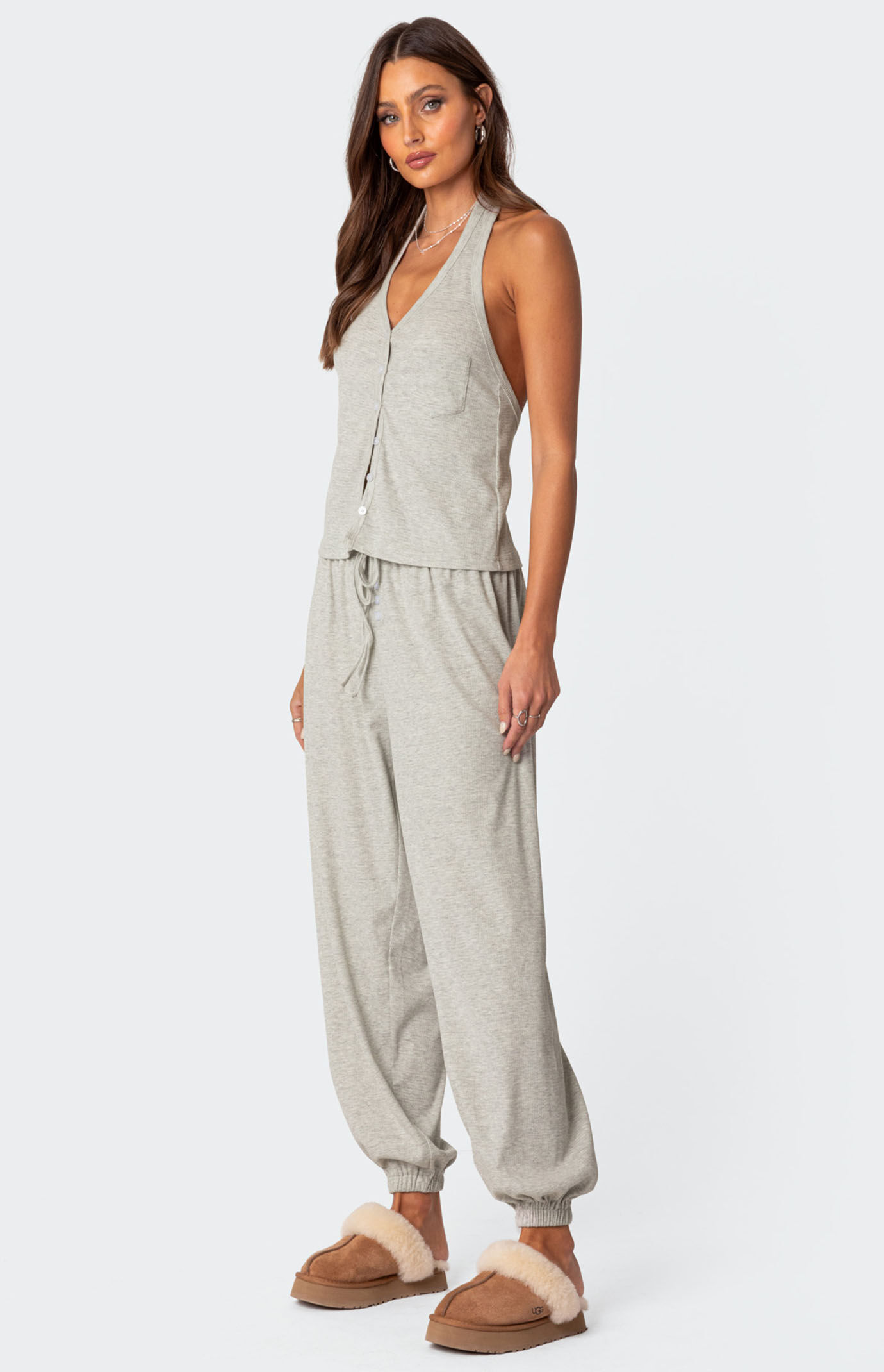 Edikted Rosanna Waffle Pajama Top