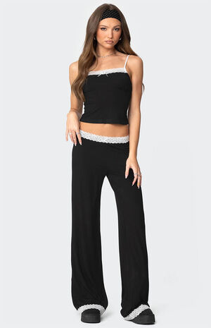Domino Contrast Lace Trim Pants image number 1