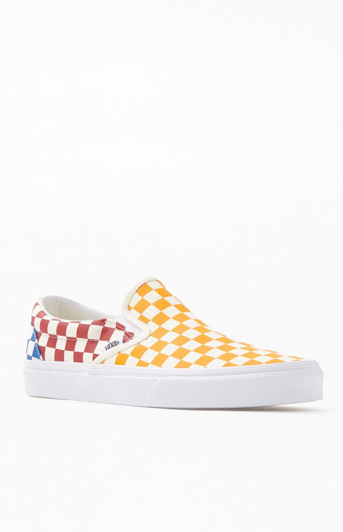 vans slip on checkerboard multi