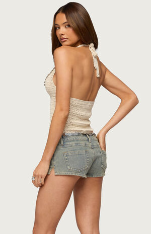 Kimiko Sequin Crochet Halter Top image number 3