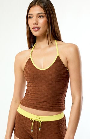 Brown Textured Margo Tank Bikini Top image number 3