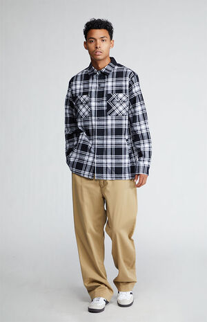 Black & White Plaid Heavyweight Flannel Shirt image number 4