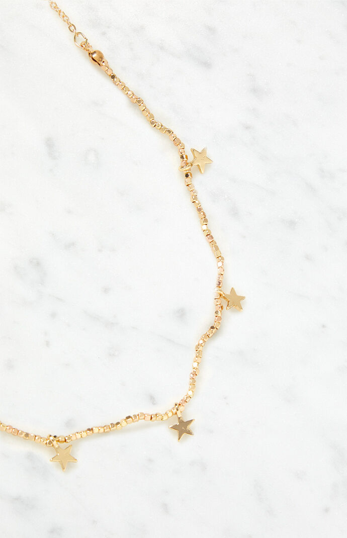 Gold Beaded Star Necklace