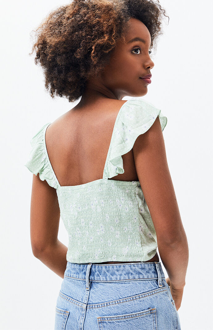 Cinched Front Ruffle Tank Top