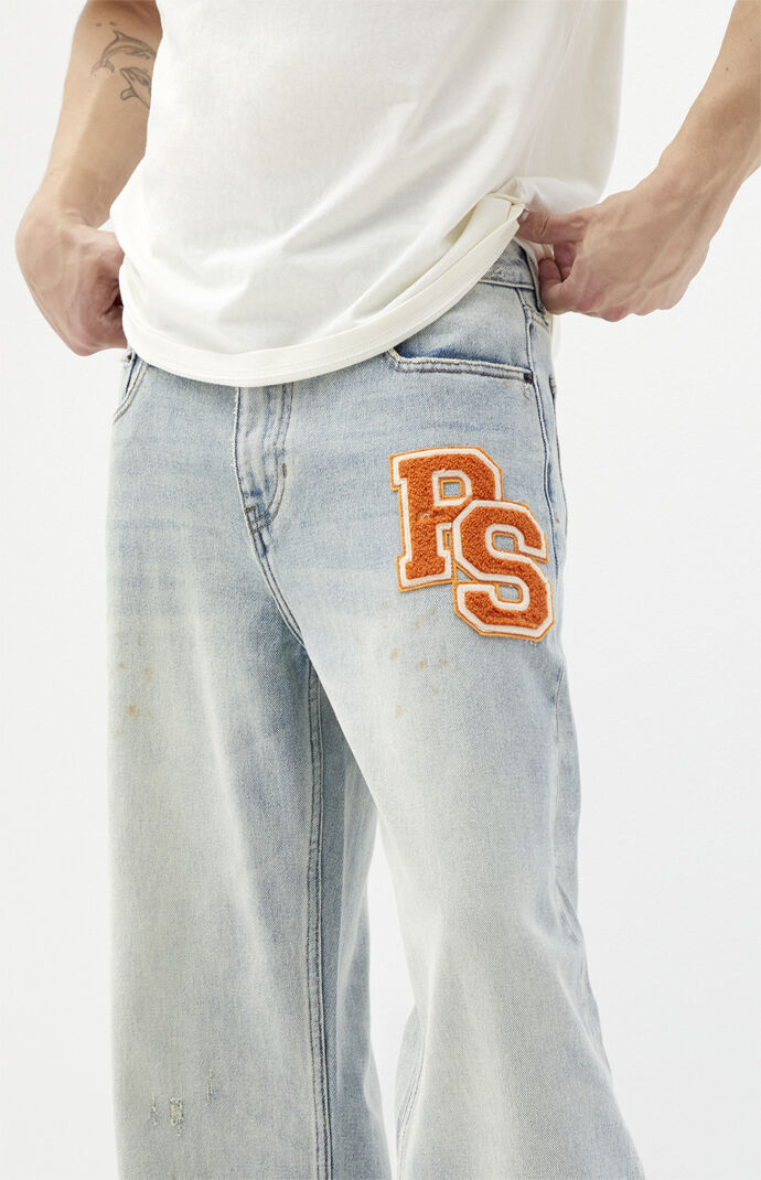 Pacsun Medium Indigo Patchwork Baggy Jeans | PacSun