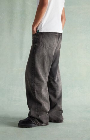 Tinted Black Washed Drawstring Extreme Baggy Jeans image number 3