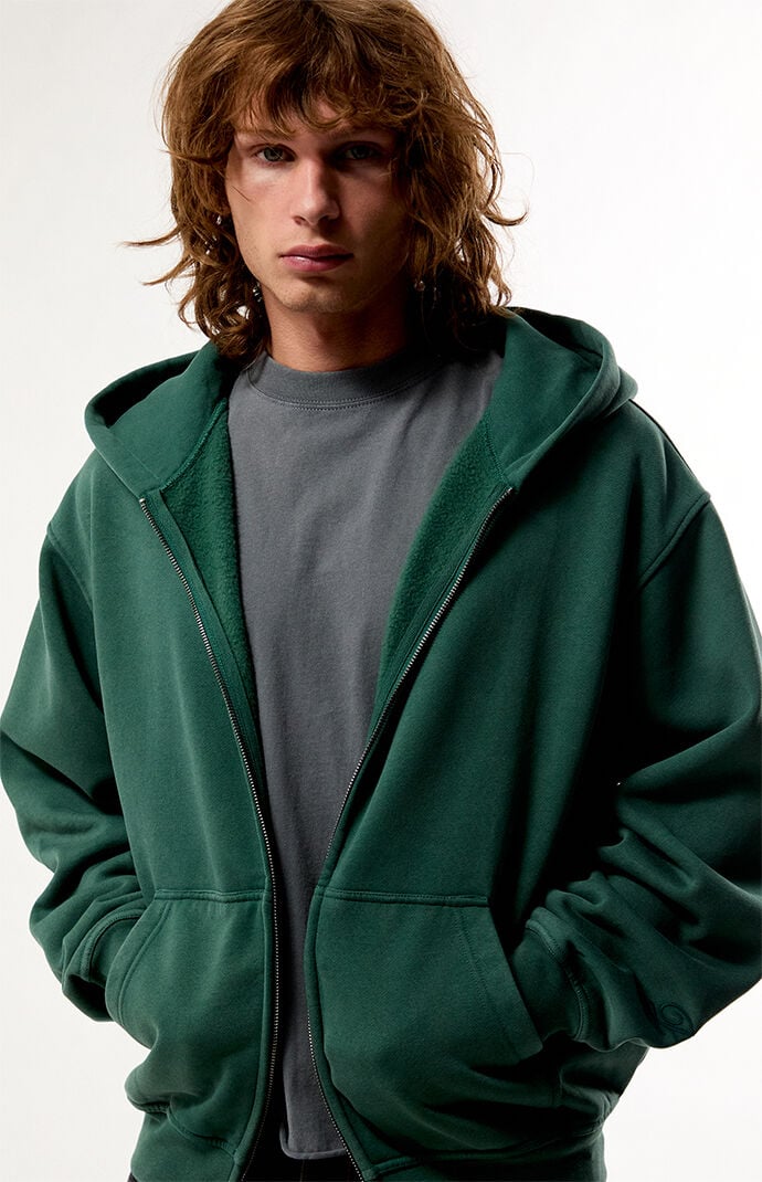 Pacsun Green Snow Wash Full Zip Hoodie