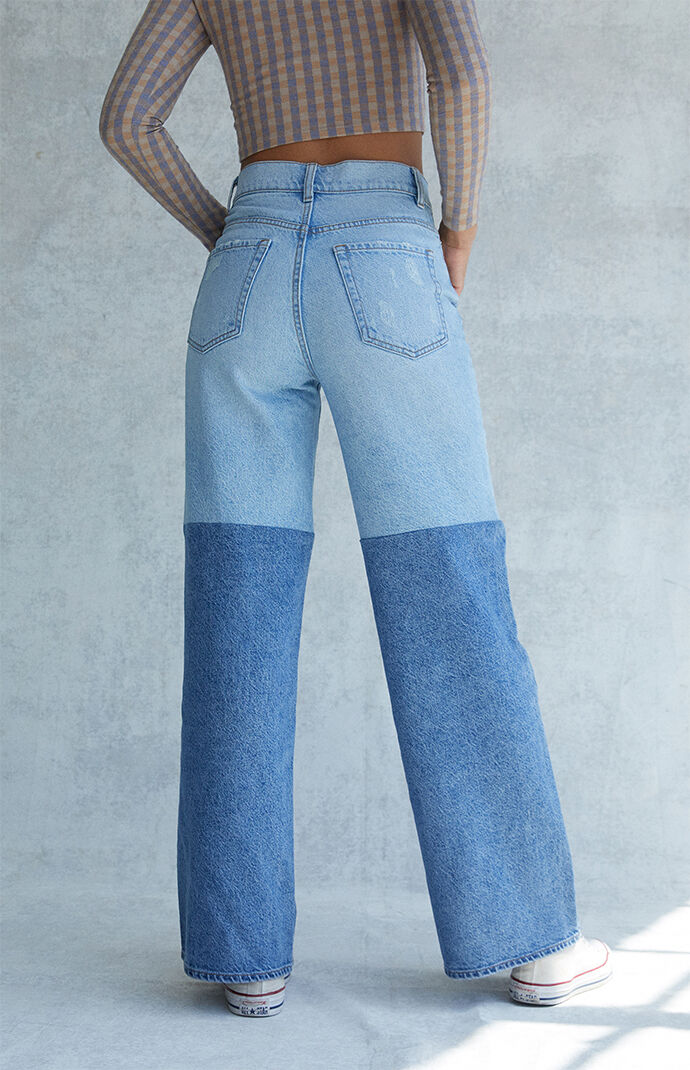 pacsun two tone paneled utility cargo jeans