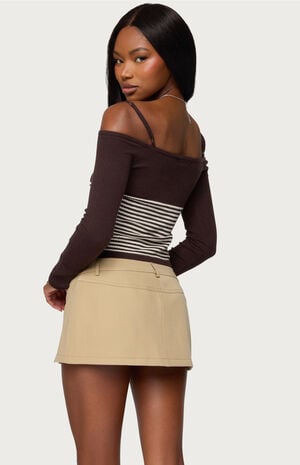 Darya Striped Off Shoulder Knit Top image number 3