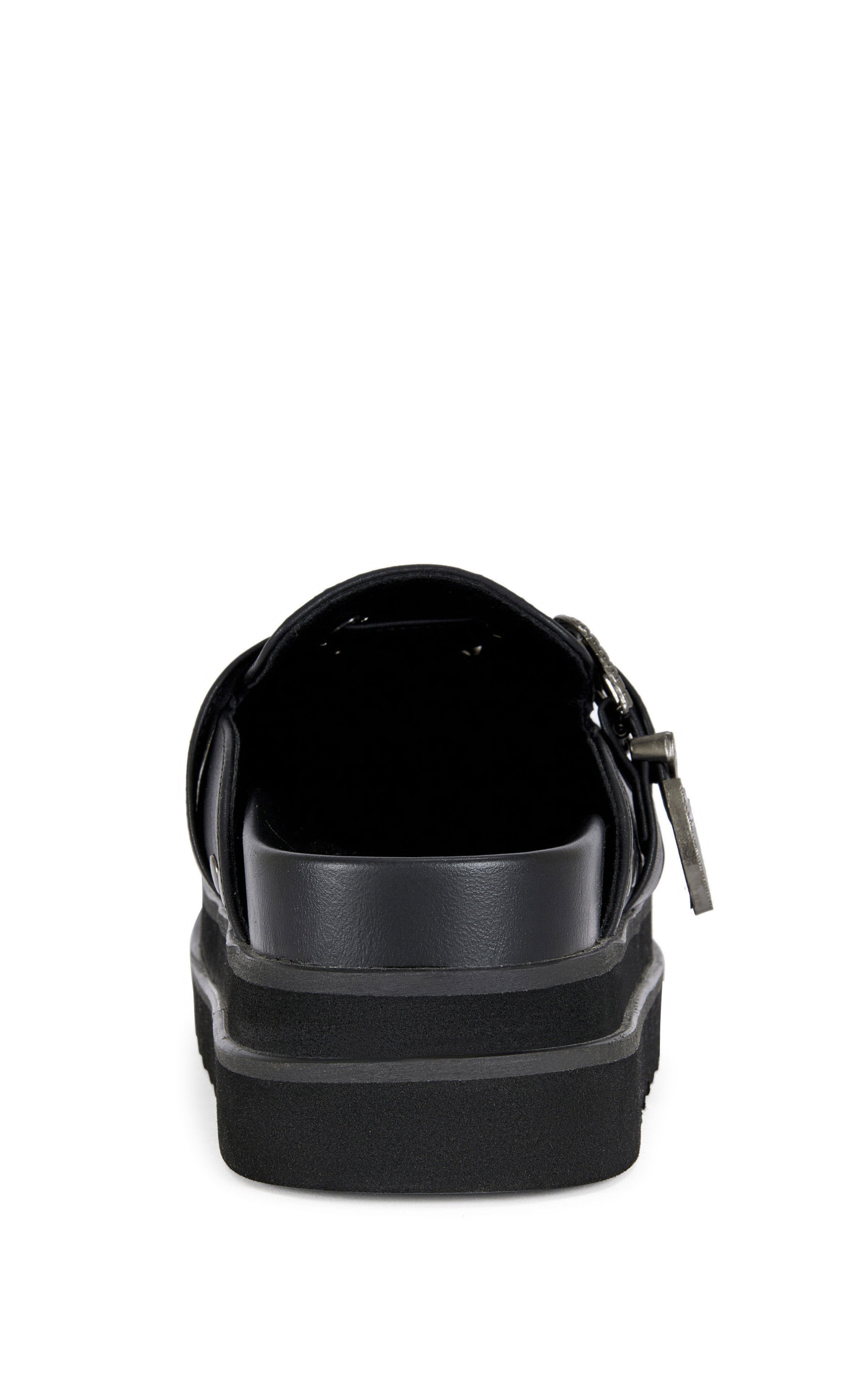 AZALEA WANG Women's Mavis Faux Leather Black Western Flatform Mules