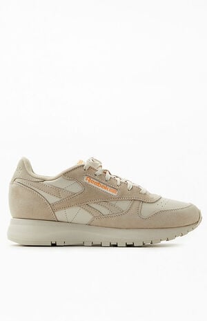 Women's Beige Classic Leather & Suede Sneakers image number 1
