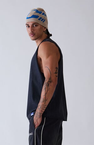 Washed Black Vintage Wash Cut Off Muscle T-Shirt image number 3