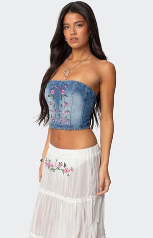 Tula Embroidered Denim Corset image number 3