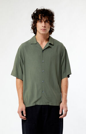 Olive Oversized Camp Shirt image number 1