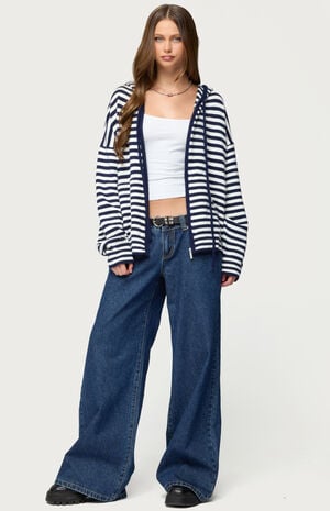 Safari Striped Knit Zip Up Hoodie image number 4