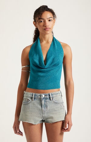 Jamie Denim Micro Shorts Studded Star Light Blue image number 3