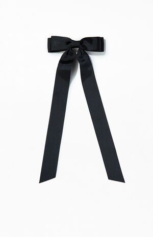 Black Ribbed Double Loop Bow Barrette image number 1