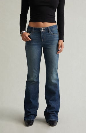 Jade Low Rise Bootcut Jeans Stretch Tinted Dark Blue image number 2