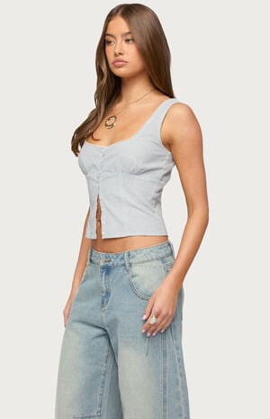 Katiya Pinstripe Button Up Top image number 2