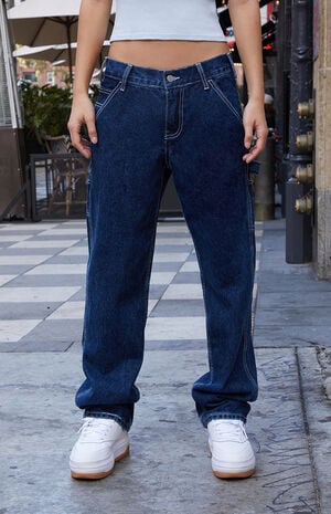 Dark Indigo Low Rise Straight Leg Jeans image number 2