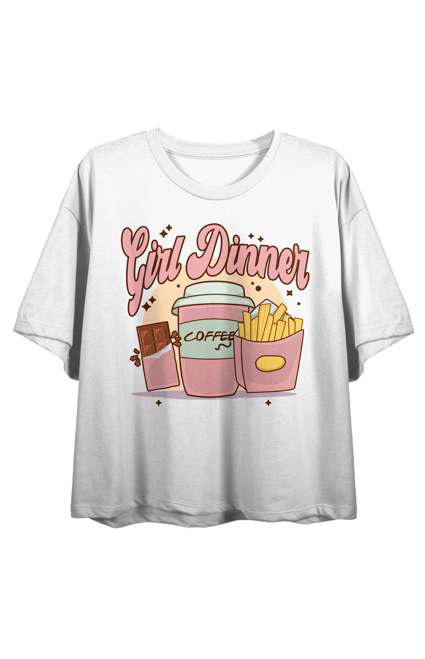 PacSun Girl Dinner Chocolate Coffee & Fries Cropped T-Shirt