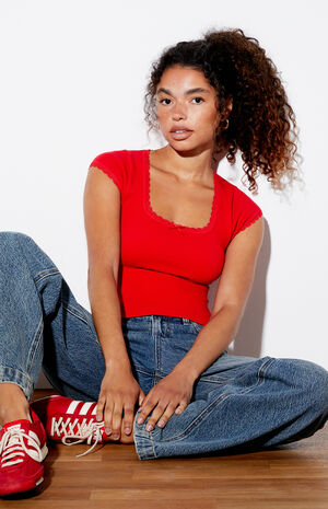 Lace Trim Bow Top image number 1