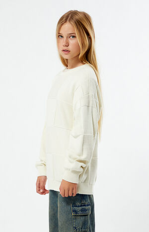 Off White Tonal Checkerboard Sweater image number 3