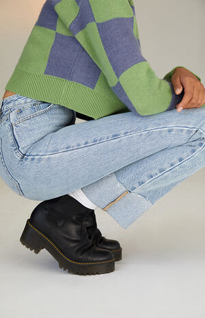 Eco Light Blue Raw Cuff Boyfriend Jeans image number 5