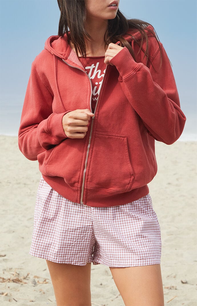 John Galt Red Christy Full Zip Hoodie