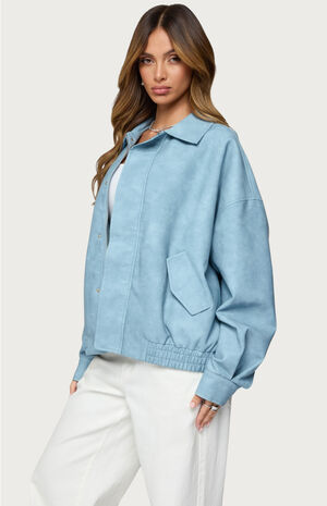 Oversized Washed Faux Leather Jacket image number 2