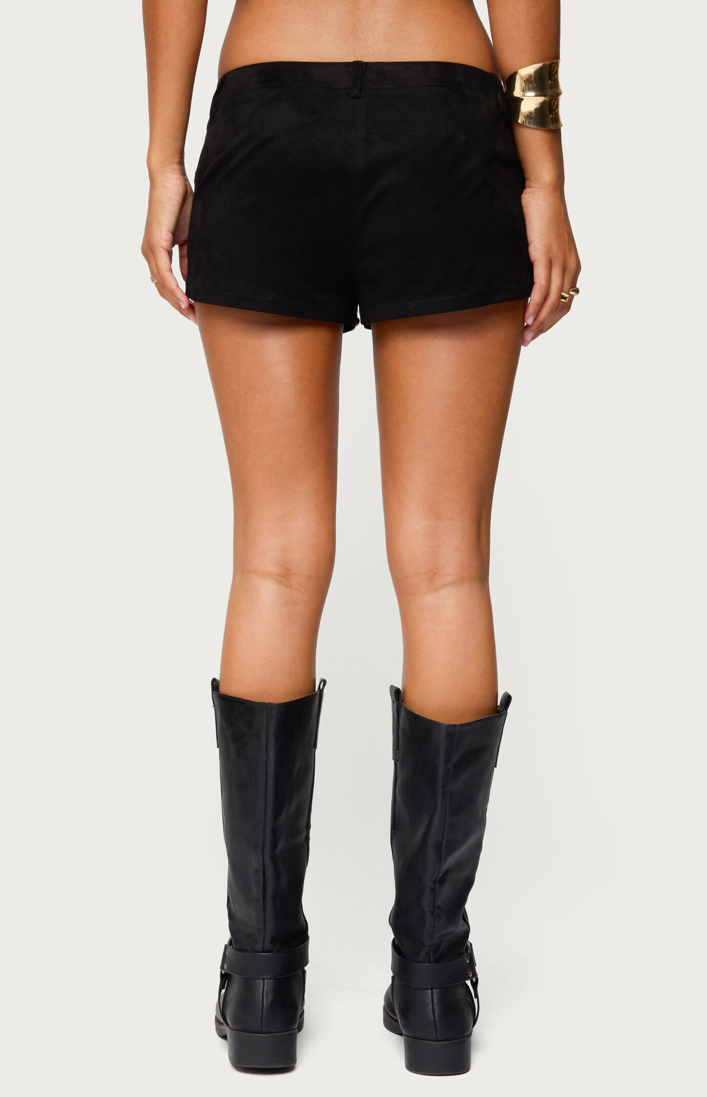 Edikted Studded Faux Suede Micro Shorts