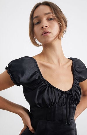 Satin Tie Front Mini Dress image number 3