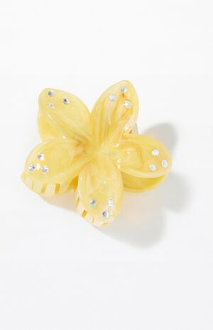 Yellow Plumeria Rhinestone Hair Claw Clip image number 1