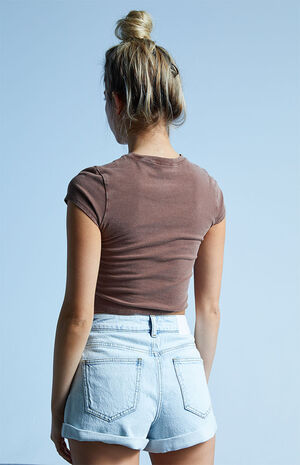Light Blue Denim Mom Shorts image number 4