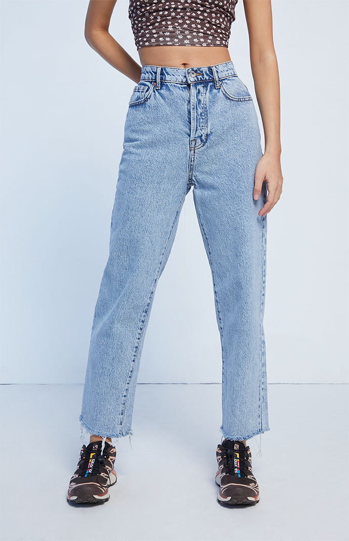 Light Blue High Waisted Straight Leg Jeans