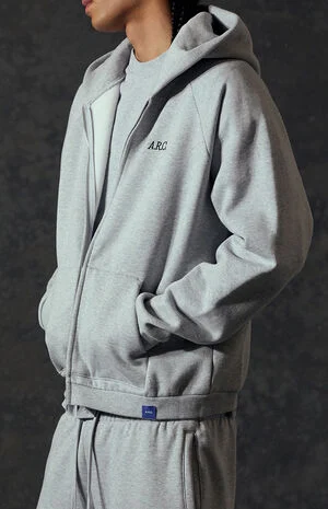 Heather Grey Heavyweight Standard Zip Hoodie image number 4
