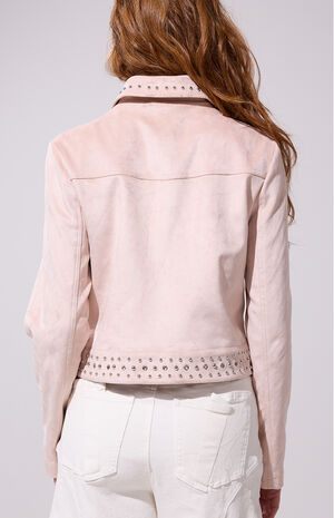 Finlee Blush Fringe Faux Suede Jacket image number 2
