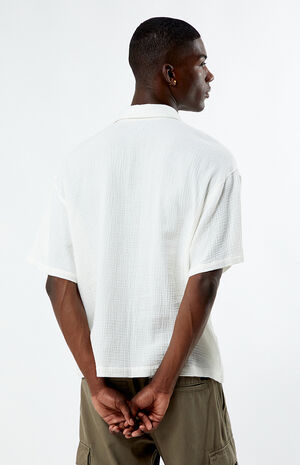 Cream Boxy Button Down Shirt image number 3