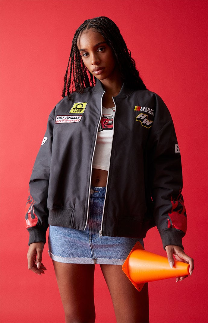 Zip up bomber top jacket womens