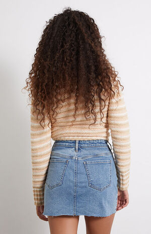 Medium Blue Ultra High Waisted Denim Mini Skirt image number 4