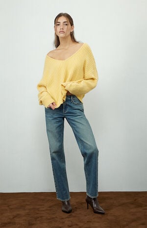 Ginger V-Neck Fuzzy Sweater image number 1