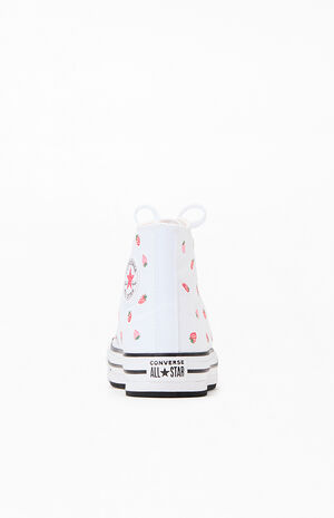 Kids Chuck Taylor Embroidered Strawberries All Star Lift High Top Platform Shoes image number 3