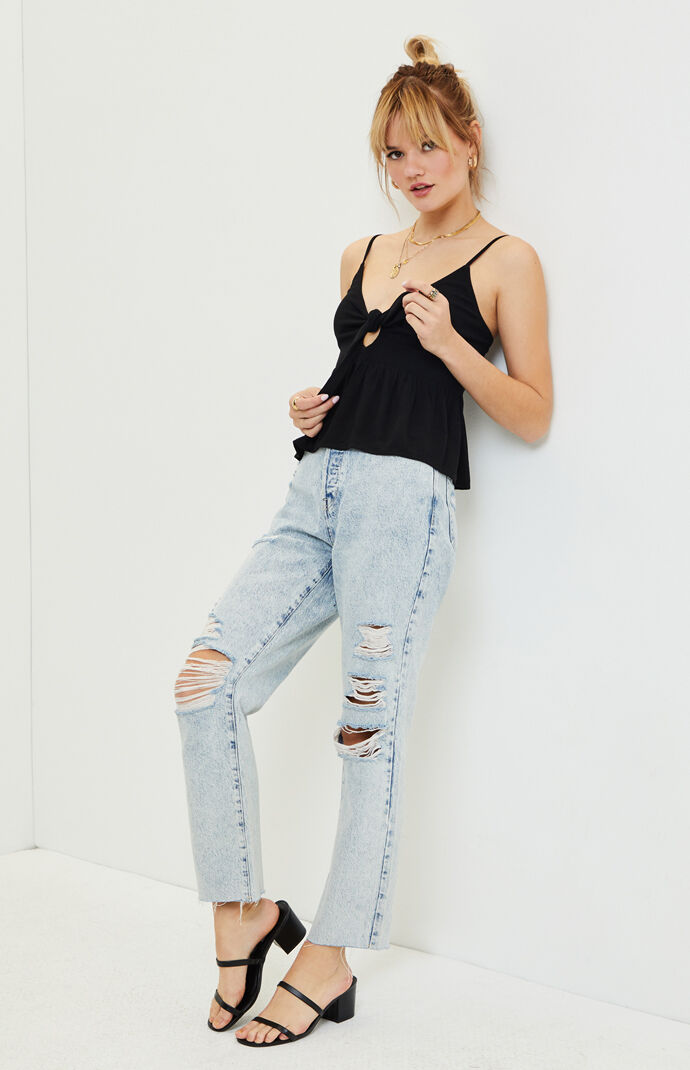 Tie Front Babydoll Tank Top