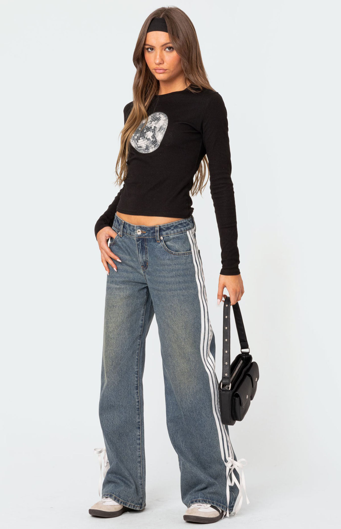 Edikted Washed Low Rise Bow Ribbon Baggy Jeans | PacSun