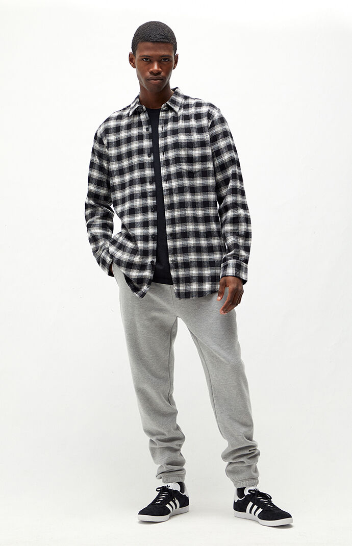 Pacsun plaid mix hooded long sleeve button up shirt deals