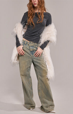 White Starlet Faux Fur Scarf image number 3