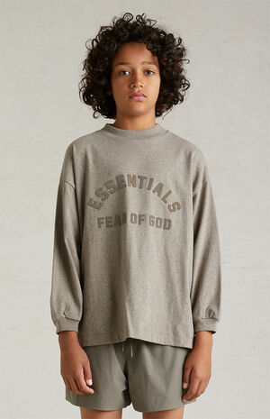 ESSENTIALS Heather Grey Long Sleeve T-Shirt image number 2