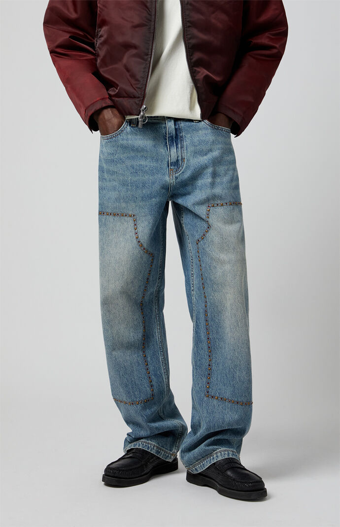 Pacsun Dylan Baggy Jeans Carpenter Studded Medium Blue