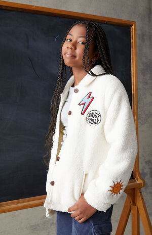 Off White Sherpa Homecoming Jacket image number 2